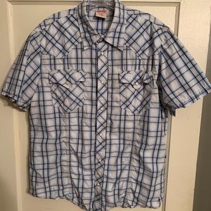 Men XL - XXL Lucky Western Shirt Blue/White EUC
